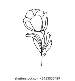 Estética minimalista de la flor Tulip Doodle Imprimir para la decoración del hogar