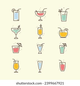 Minimalist and Aesthetic Mocktail Illustration Design Set