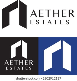 Minimalist Aether Estates Real Estate Logo Template
