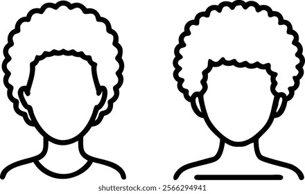 Minimalist Afro Hairline Illustrations - Bold Line Art Portraits, Black History Month Line Art Icon Design