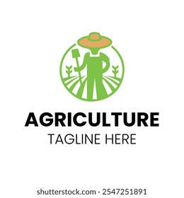 Minimalist Agriculture business logo design. Modern crop field and green leaf combination.
