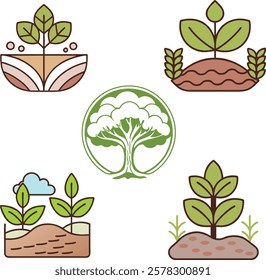 Minimalist Agriculture business logo design. Modern crop field and green leaf combination