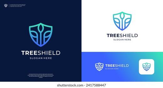 Minimalist agriculture logo design. a combination of shields and plants with simple lines.