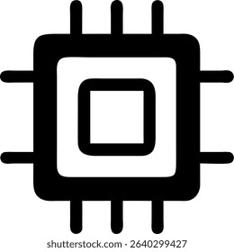 Minimalist AI CPU chip icon design featuring a flat, modern aesthetic. Suitable for technology, artificial intelligence, and computer-related projects.
