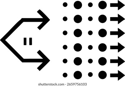 Design minimalista do fluxo de dados de ai com seta como padrões representando a rede neural