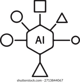 Minimalist AI Network Diagram Vector Icon – Abstract Geometric Concept for Artificial Intelligence, EPS 10