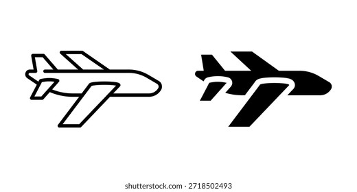 Iconos minimalistas del avión: esquema y conjunto de estilo sólido