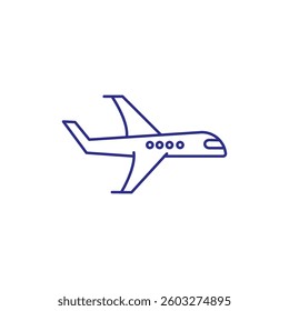 Minimalist airplane line icon in vector format for travel designs.