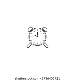 Minimalist alarm clock icon vector. Simple ringing bell symbol for time management, morning wakeup, schedule reminder, and deadline.