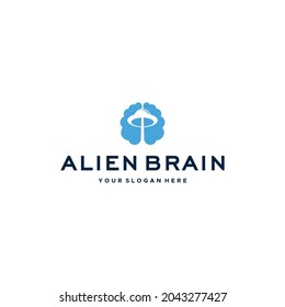 minimalist ALIEN BRAIN spacecraft Logo design