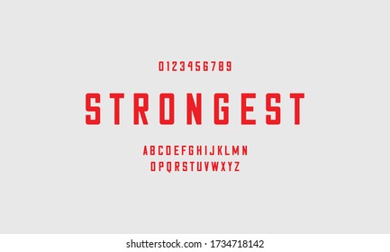 Minimalist alphabet design. Strong and square font stylish. Vector illustration of typeface.