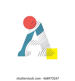 minimalist alphabet icon in flat and line style