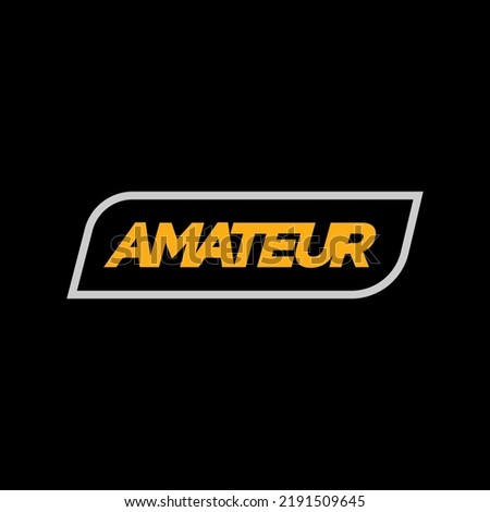 Minimalist Amateur Logo vector on black background, simple Amateur seal badge emblem.