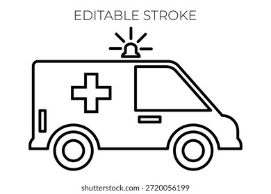 Minimalista Ambulancia delineado icono Vector ilustración de stock