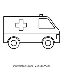 Minimalist Ambulance Van Vector Illustration with Boxy Design and Cross Symbol