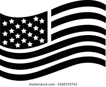 Minimalist American Flag Icon Silhouette Art