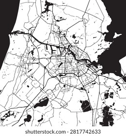 Minimalist Amsterdam Street Map Vector - Urban City Center Road Grid and Canal Map