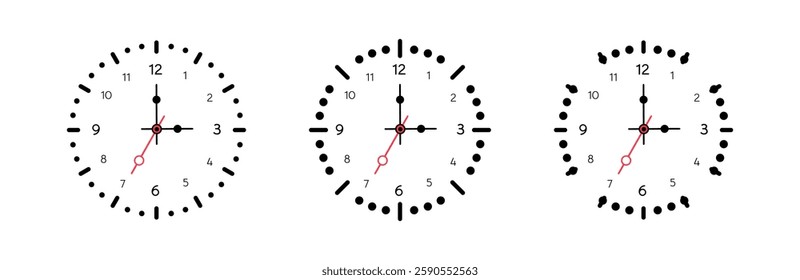 Minimalist Analog Clock Designs with Markers Vector Set