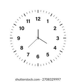 Reloj analógico minimalista con agujas de tiempo. Reloj dial con horas, minutos y segundos de manos.