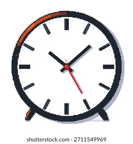 Un reloj analógico minimalista con una cara blanca, agujas negras de horas y minutos, y una segunda mano roja prominente, colocada sobre un fondo limpio.