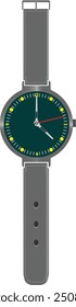 Minimalist Analog Wrist stop Watch Modern Flat Design with Grey Strap Round Clock Face dial Premium Vector Illustration png Unisex Professional Punctuality Symbol logo jpeg Fashion Business time eps