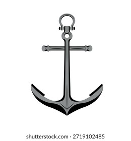 Minimalistischer Ankersymbol-Vektor in Schwarz- und Grautönen, einzeln auf weißem Hintergrund. Geeignet für maritime, nautische, Marine, Schifffahrt, Logo und marine Design-Projekte