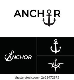 Minimalist Anchor Letter Logo, Clean Nautical Branding Vector