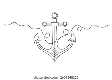 Minimalist Anchor Line Art Vector  Nautical Logo  Icon  Printable Design. vector
