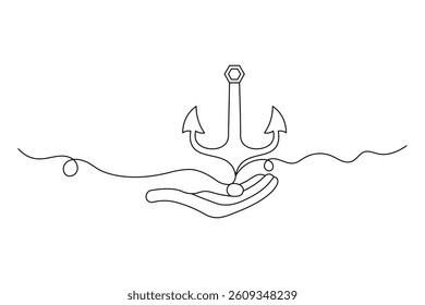 Minimalist Anchor Line Art Vector  Nautical Logo  Icon  Printable Design. vector
