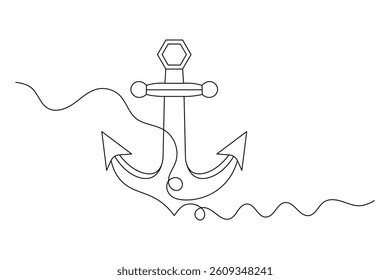 Minimalist Anchor Line Art Vector  Nautical Logo  Icon  Printable Design. vector
