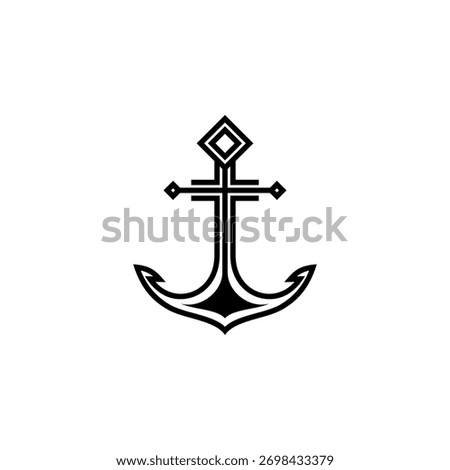 minimalist anchor logo design vector with flat style