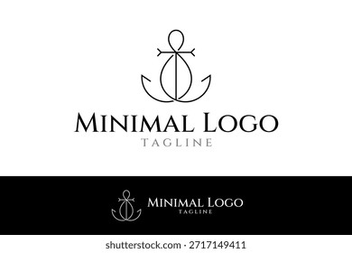 Vector minimalista del icono del logotipo del ancla en diseño plano del estilo