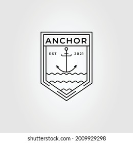 minimalist anchor or nautical line art logo vector illustration design