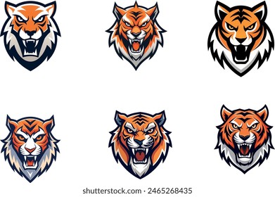 Minimalist angry tiger logo icon vector illustration.
