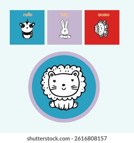 minimalist animal cute characters vector 