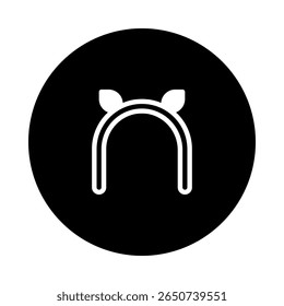 Minimalist animal ears headband icon design illustrating fashion accessory isolated against a solid black background for creative projects