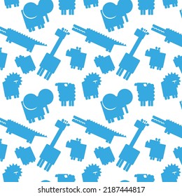 A minimalist animals pattern with flat colors vector illustration.Children's kids illustrations