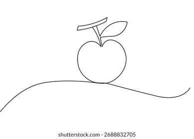 Minimalist apple continuous one line drawing isolated on white background. Perfect for modern design, logo, or educational projects