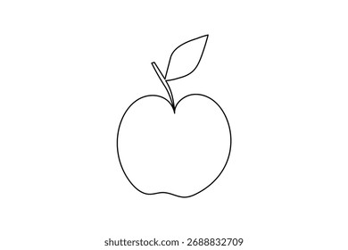 Minimalist apple continuous one line drawing isolated on white background. Perfect for modern design, logo, or educational projects