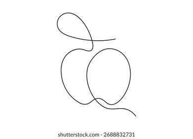 Minimalist apple continuous one line drawing isolated on white background. Perfect for modern design, logo, or educational projects