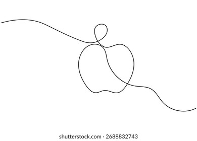 Maçã minimalista contínua um desenho de linha isolado no fundo branco. Perfeito para design moderno, logotipo ou projetos educacionais
