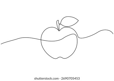 Minimalist apple continuous one line drawing vector design on white background, perfect for modern art and decor