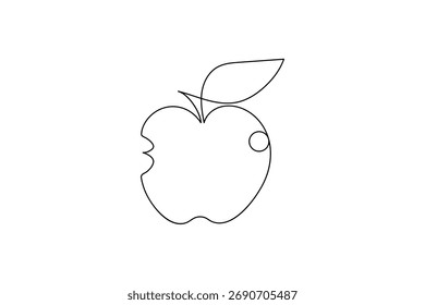 Minimalistischer Apfel durchgehende einzeilige Zeichnung, Vektordesign auf weißem Hintergrund, perfekt für moderne Kunst und Dekoration