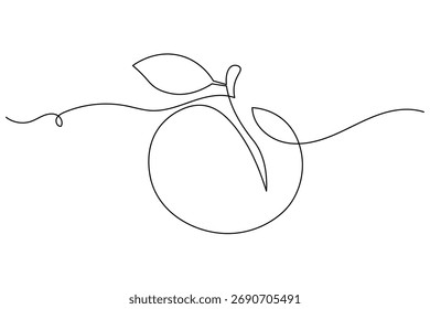 Maçã minimalista contínua uma linha desenho vetor design em fundo branco, perfeito para arte moderna e decoração