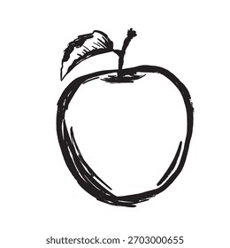 Emblema de maçã minimalista com folha para marca de bebidas premium