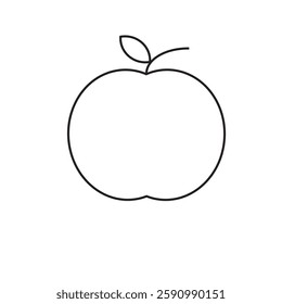 Minimalist Apple Outline Drawing, Simple Apple Line Art Design 