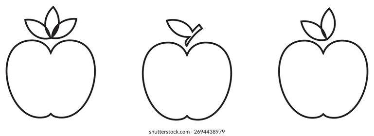 Conjunto de ilustración de diseño de Vector de contorno de manzana minimalista.