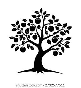 Minimalist Apple Tree Silhouette Vector Art
