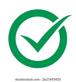 Minimalist approve sign vector featuring a clean check mark symbol, ideal for confirmation buttons, success messages, UI design, positive actions, and digital approval indicators.