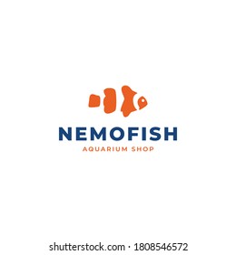 Minimalist Aquarium Clown fish logo design template vector illustration